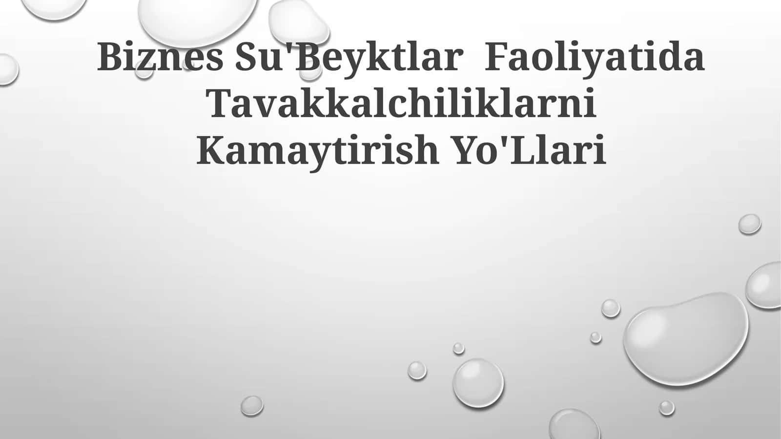 Biznes Su'Beyktlar Faoliyatida Tavakkalchiliklarni Kamaytirish Yo'Llari 1