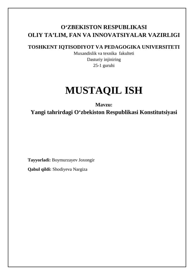 O‘zbekiston Respublikasi Konstitutsiyasi 1