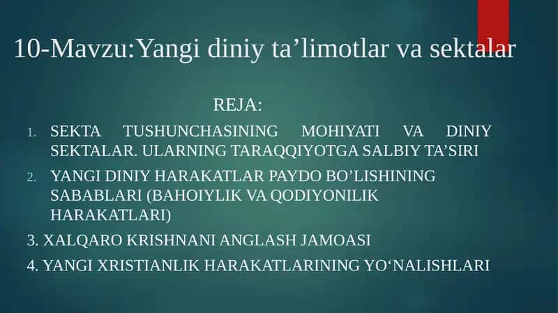 Yangidiniy ta’limotlar va sektalar 1