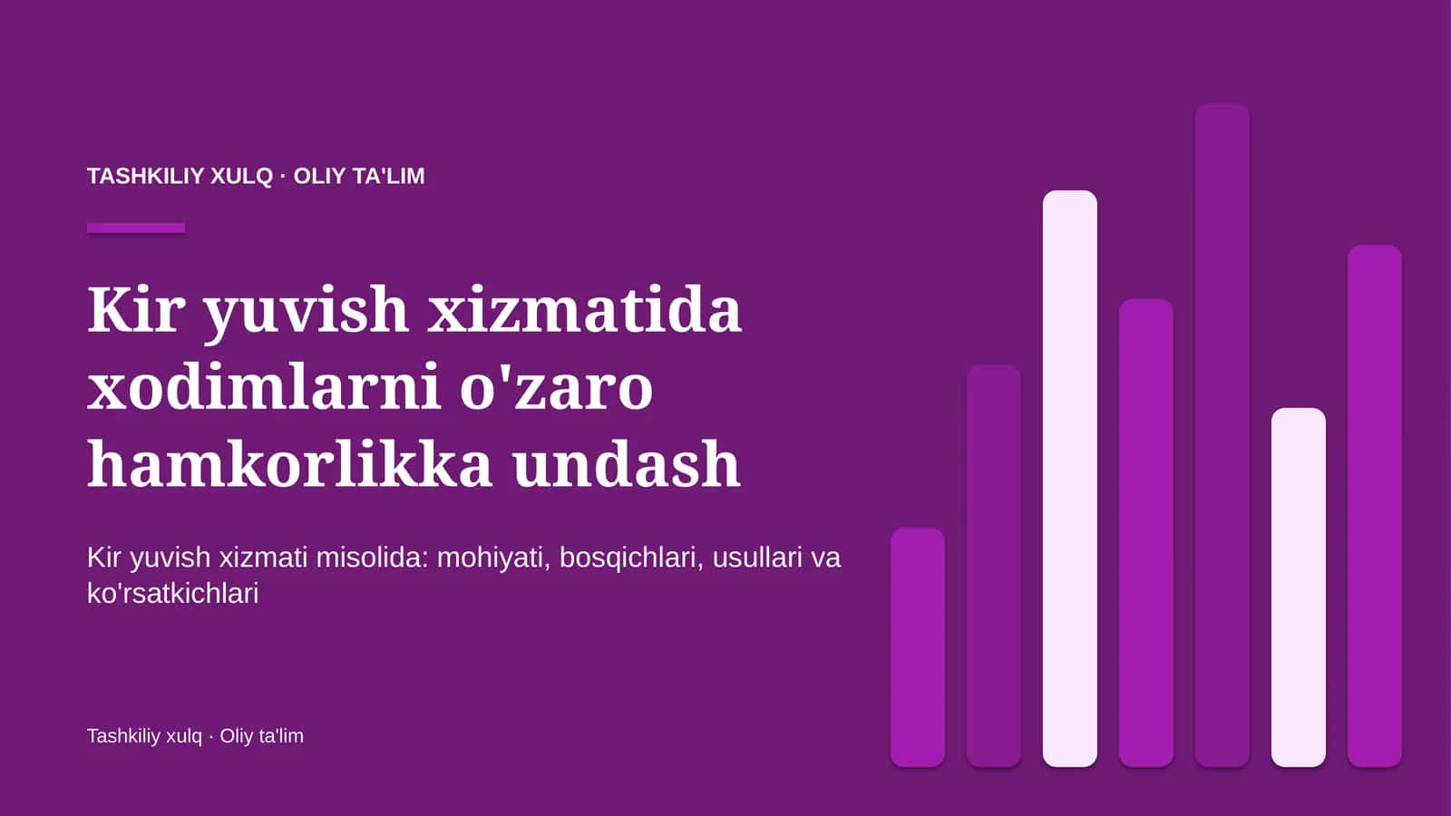 Kir yuvish xizmatida xodimlarni o'zaro hamkorlikka undash 1