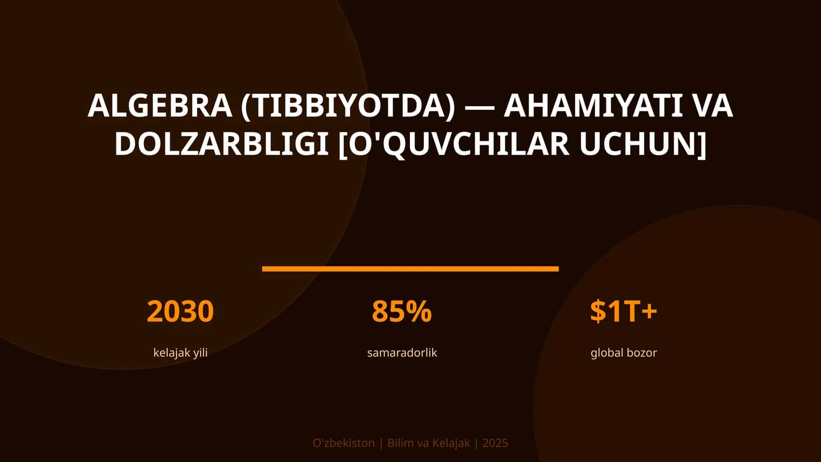 Algebra (tibbiyotda) — ahamiyati va dolzarbligi [o'quvchilar uchun] 1