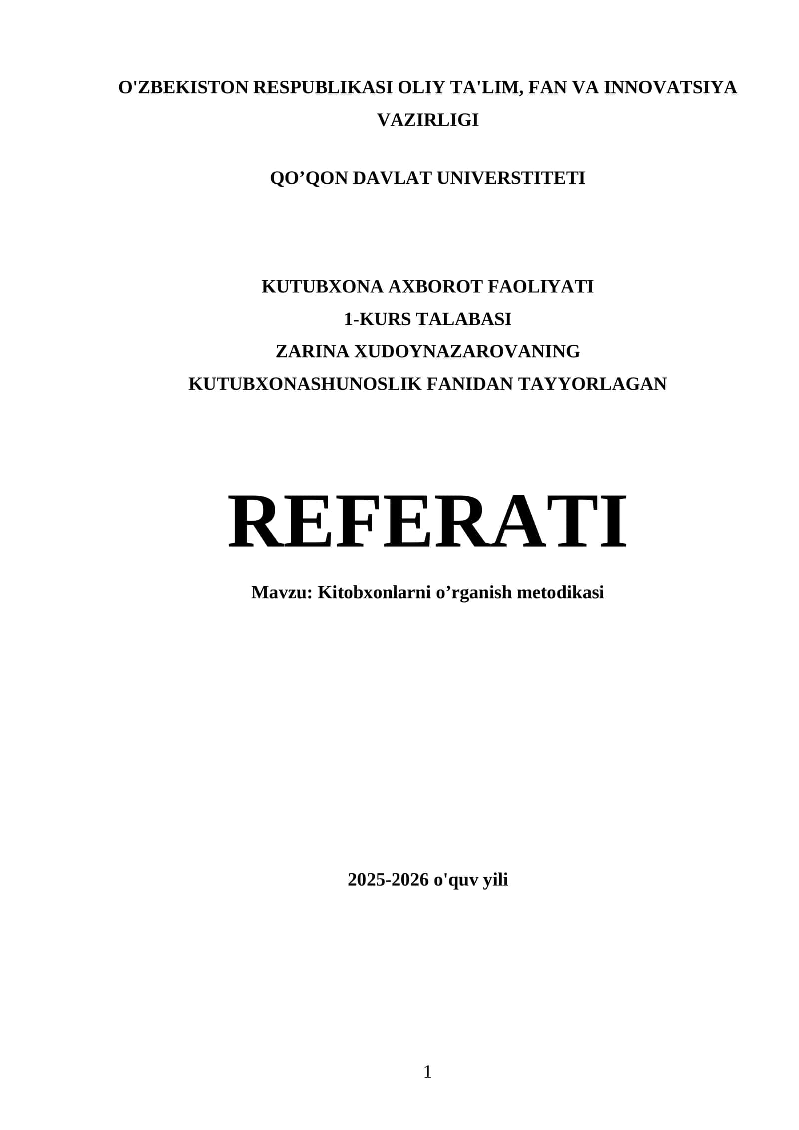 Kitobxonlarni o’rganish metodikasi 1