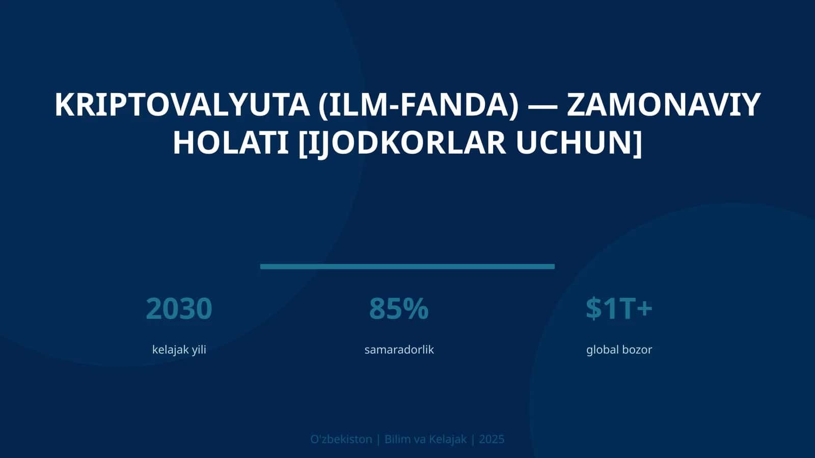 KRIPTOVALYUTA (ILM-FANDA) — ZAMONAVIY HOLATI [IJODKORLAR UCHUN] 1