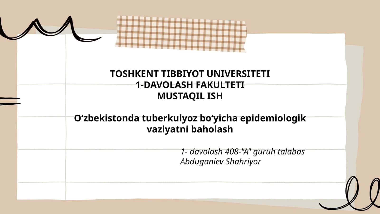 O`zbekiston tuberkulyoz boʻyicha epidemiologik vaziyatni baholash 1