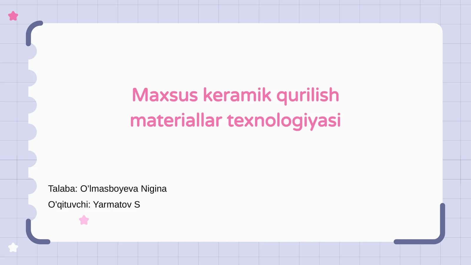 Maxsus keramik qurilish materiallar texnologiyasi 1