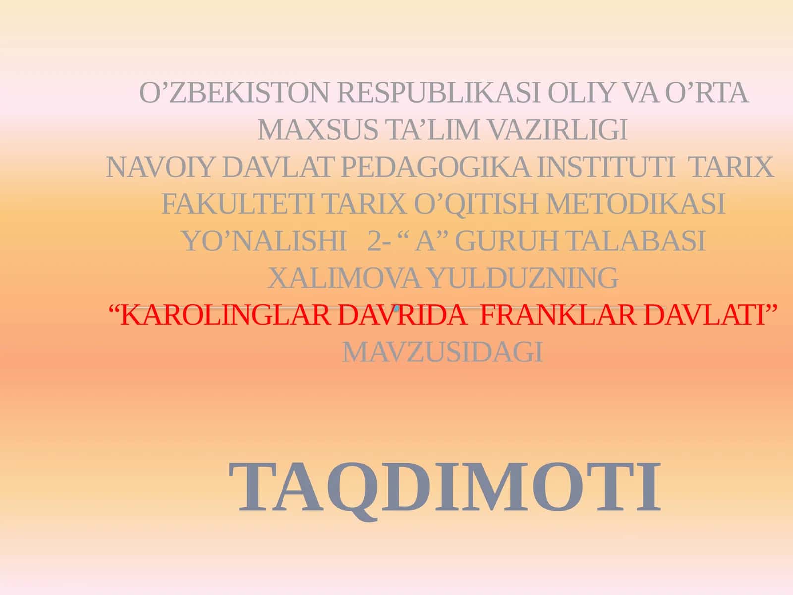 KAROLINGLAR DAVRIDA FRANKLAR DAVLATI 1
