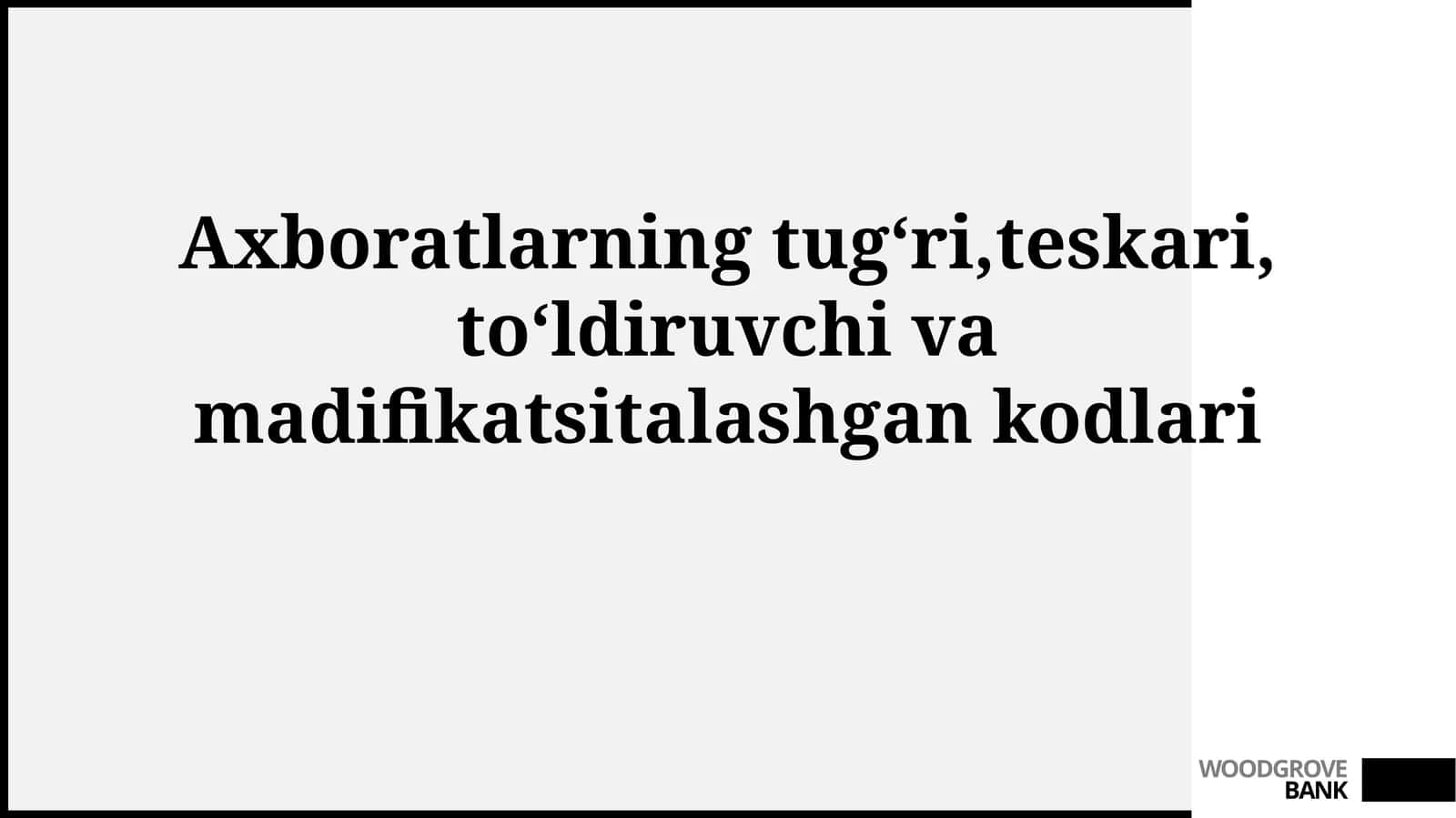 Axboratlarning tugʻri,teskari, toʻldiruvchi vamadifikatsitalashgankodlari 1