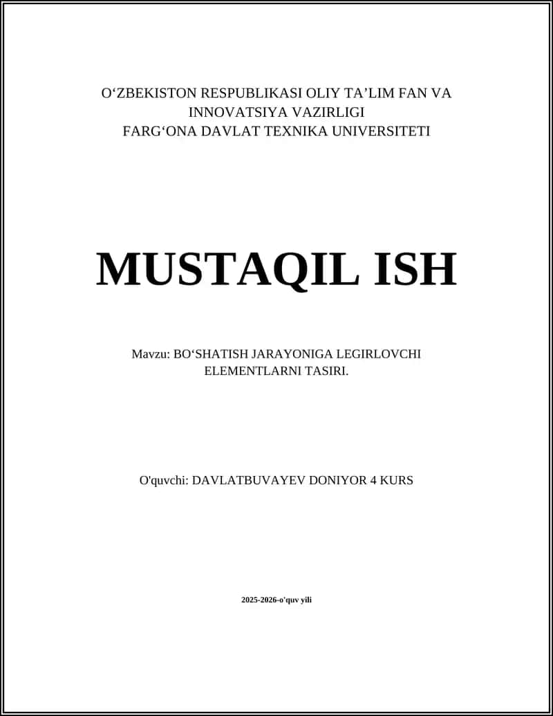 BO‘SHATISH JARAYONIGA LEGIRLOVCHI ELEMENTLARNI TASIRI 1
