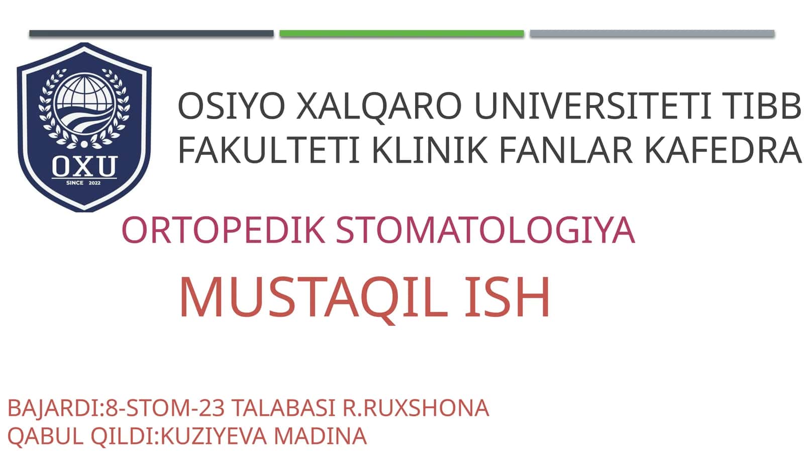 OrtopediKSTOMATOLOGIYA 1
