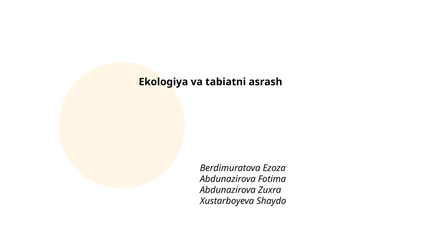Ekologiya va tabiatni asrash 1