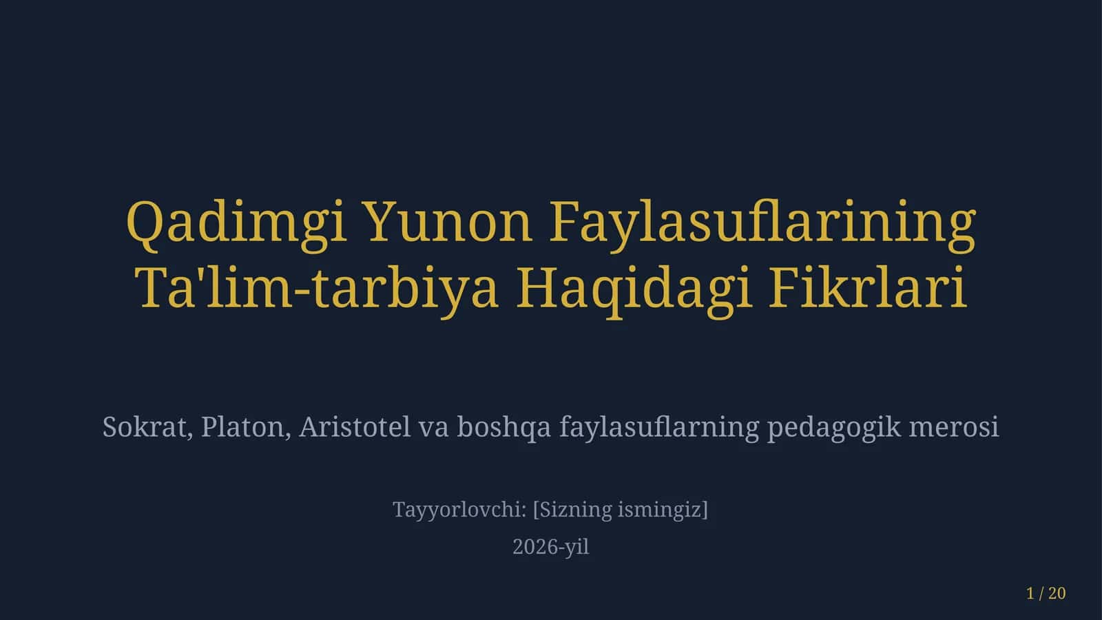 Qadimgi yunon faylasuflarining taʼlim-tarbiya haqidagi fikrlari 1
