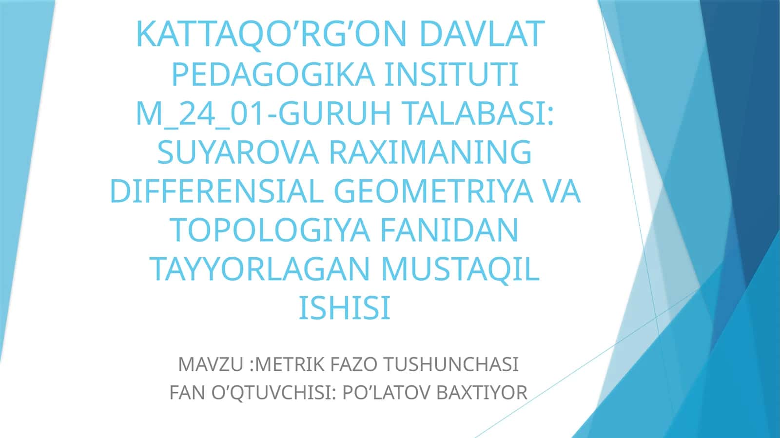 METRIK FAZO TUSHUNCHASI 1