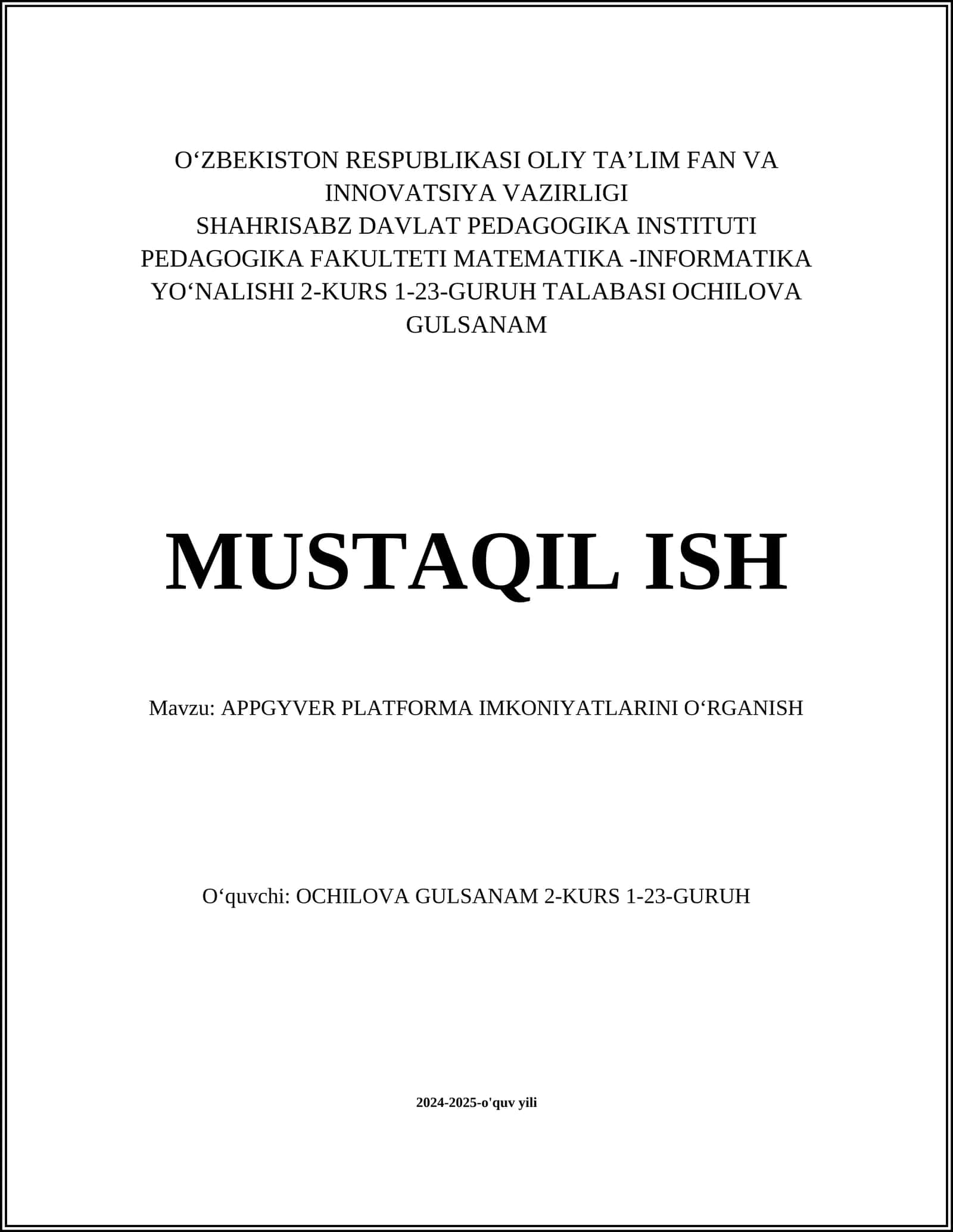 APPGYVER PLATFORMA IMKONIYATLARINI OʻRGANISH 1