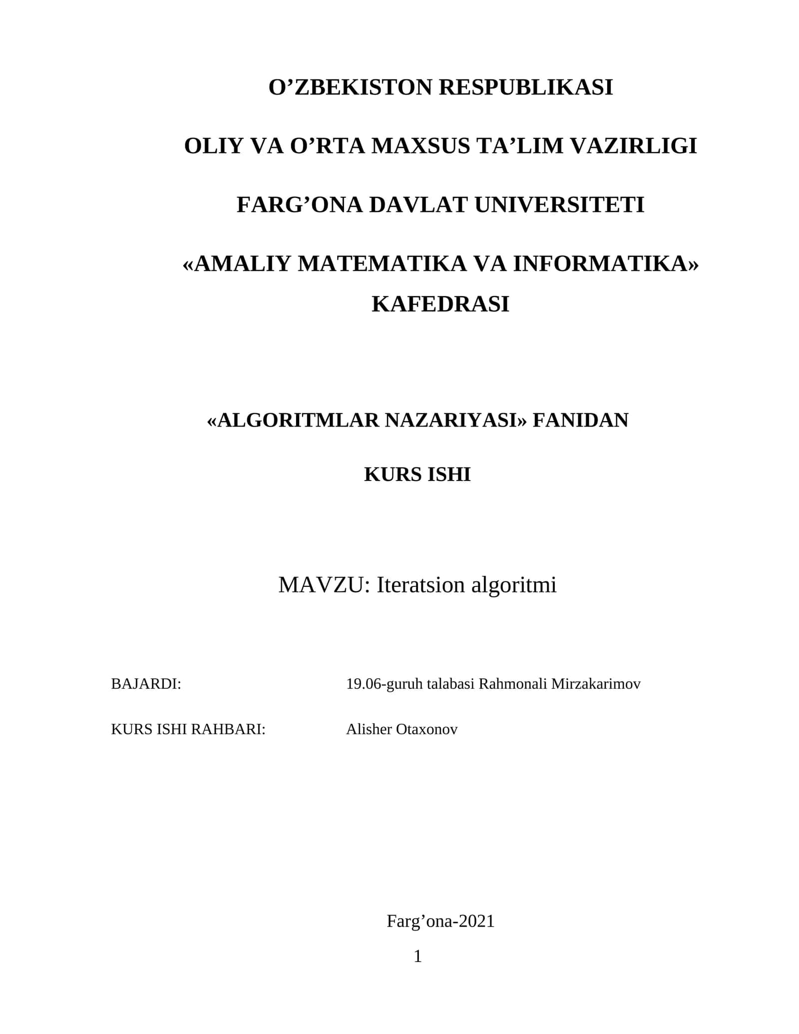 Iteratsion algoritmi 1