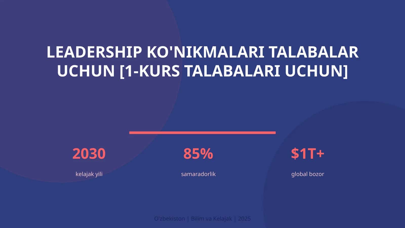 Leadership ko'nikmalari talabalar uchun [1-kurs talabalari uchun] 1