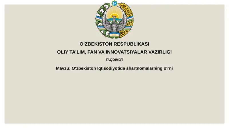 Uzbekiston Iqtisodiyotida shartnomalar 1