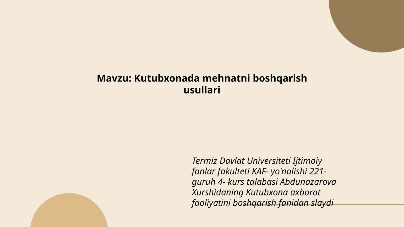 Kutubxonada mehnatni boshqarish usullari 1