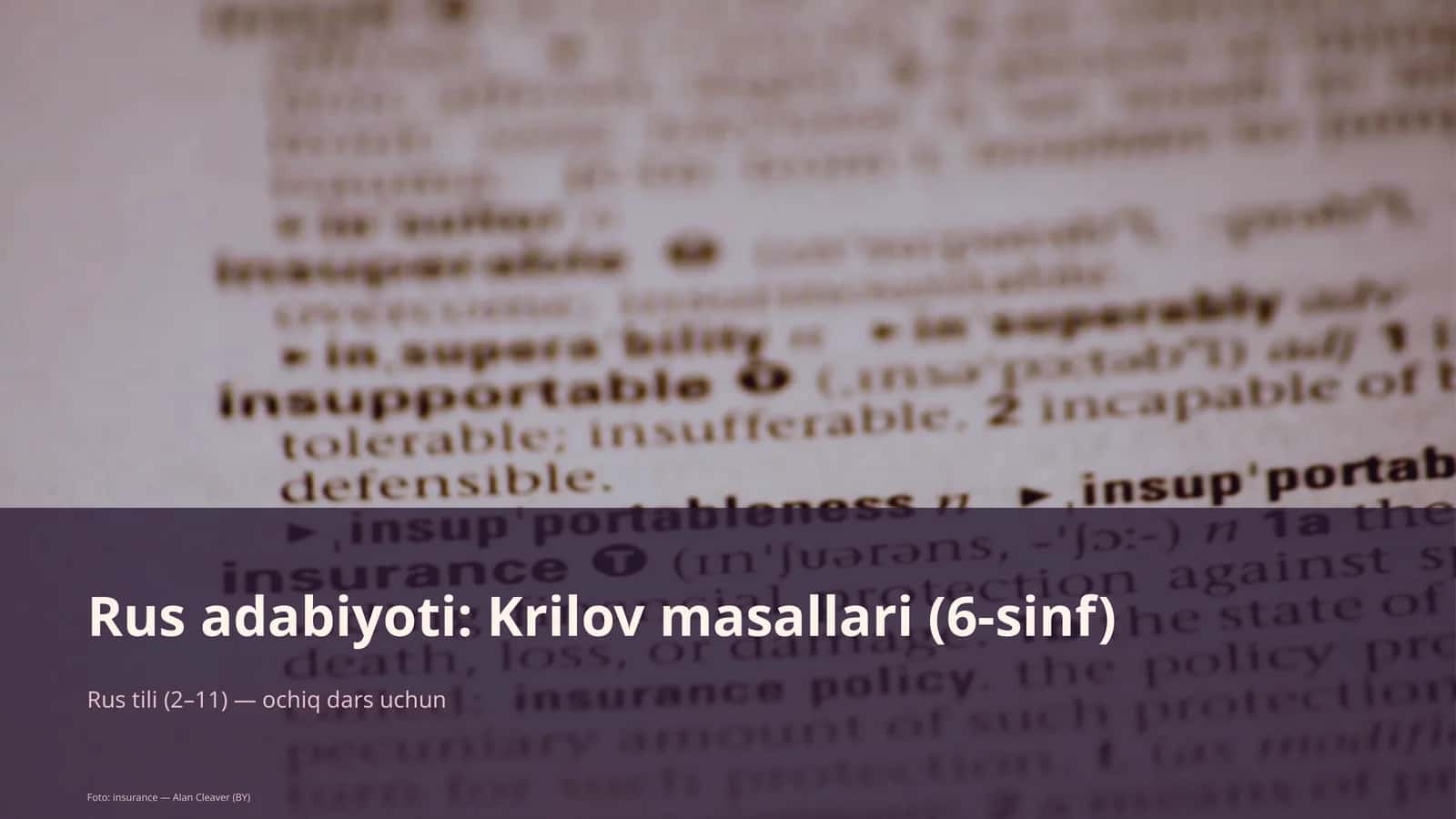 Rus adabiyoti: Krilov masallari (6-sinf) 1
