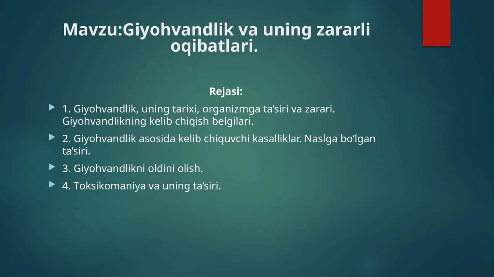 Giyohvandlikva uning zararli oqibatlari 1