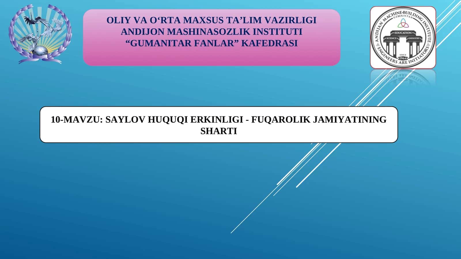 SAYLOV HUQUQI ERKINLIGI - FUQAROLIK JAMIYATINING SHARTI 1