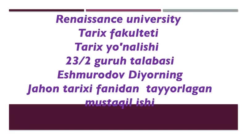 Renaissance University Talaba Mustaqil Ishi 1