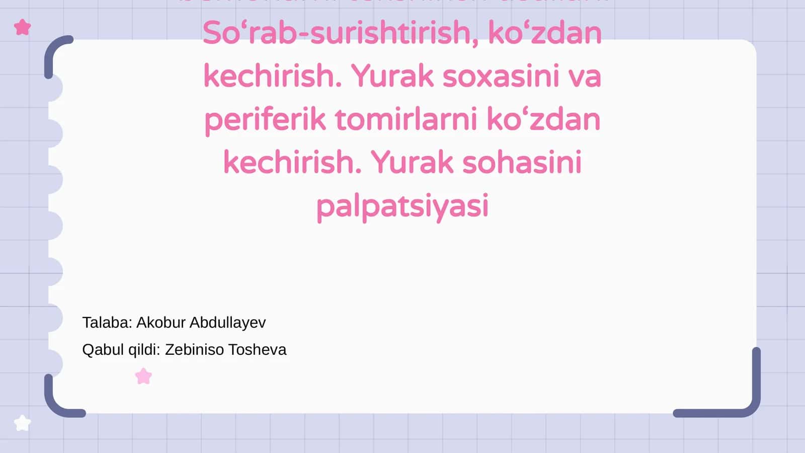 Yurak-qon tomir kasalligi bilan bemorlarni tekshirish usullari 1