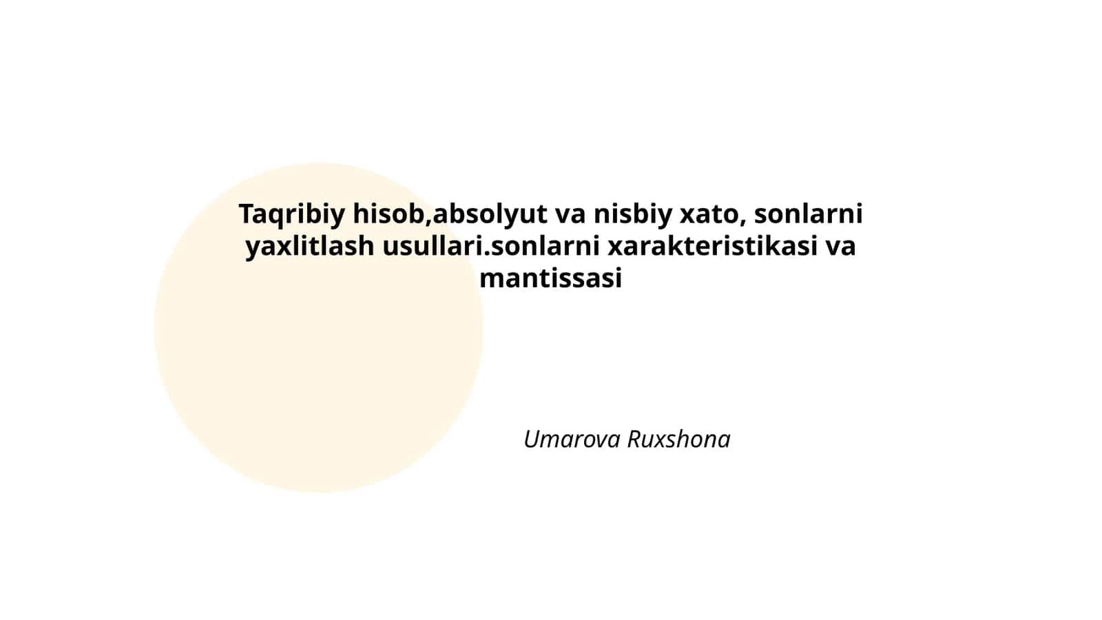Taqribiy hisob 1