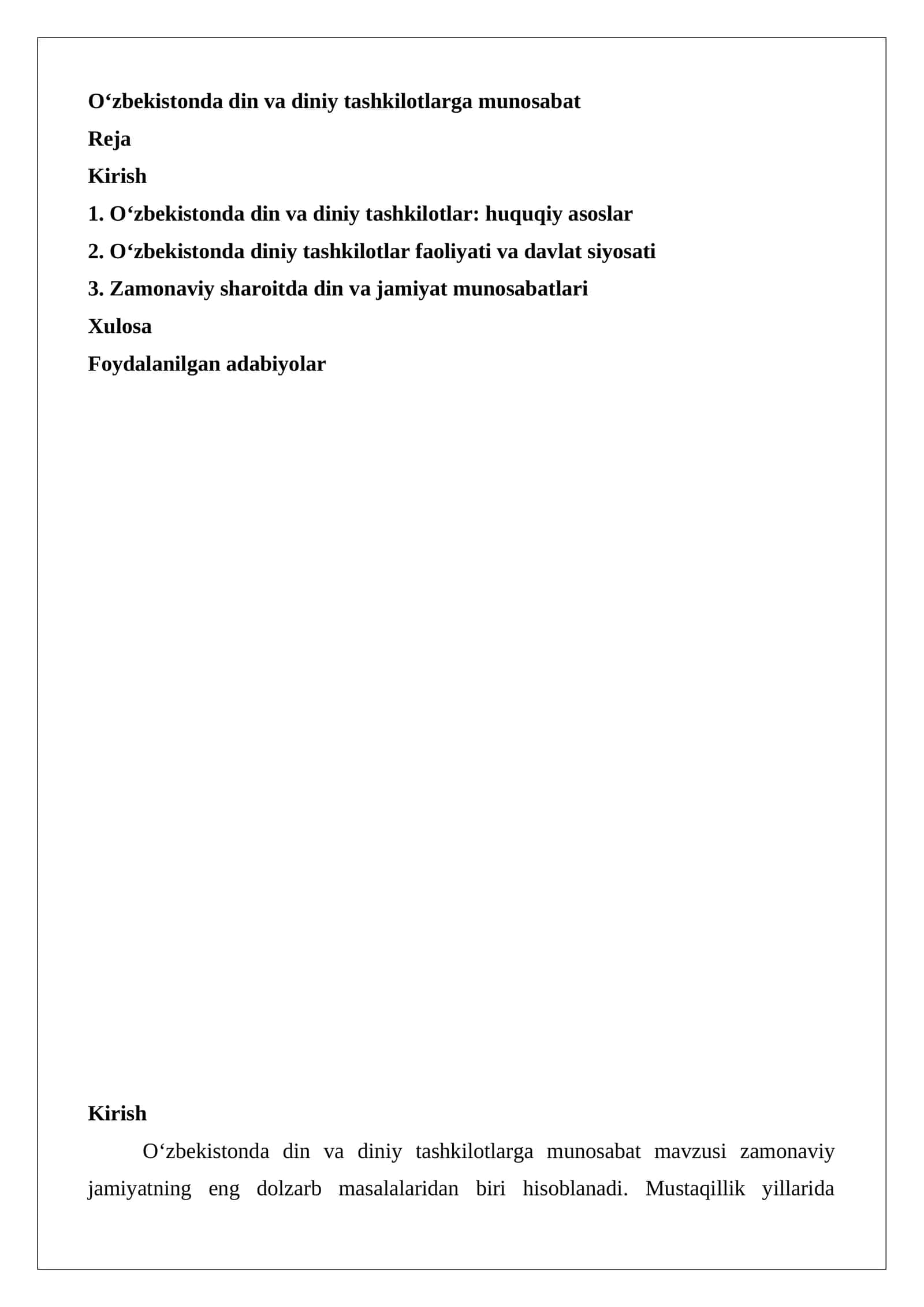 O‘zbekistonda din va diniy tashkilotlarga munosabat 1