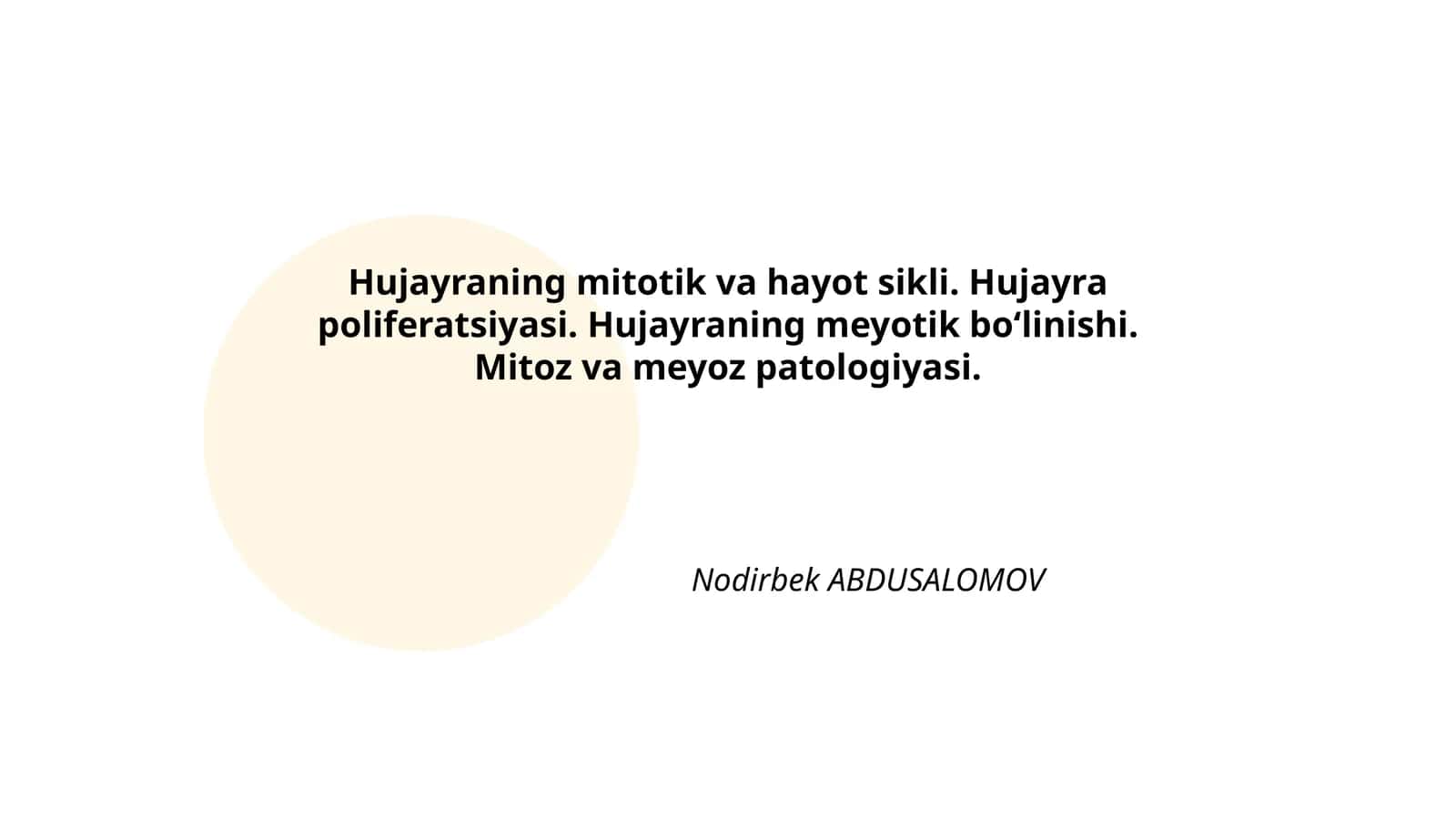 Hujayraning Mitotik va Hayot Sikli 1