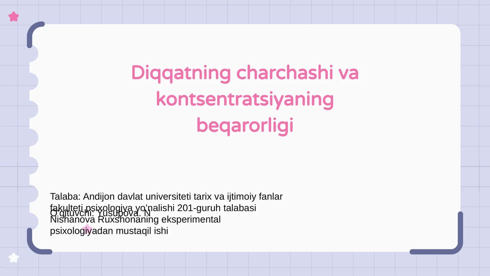 Diqqatning charchashi va kontsentratsiyaning beqarorligi 1