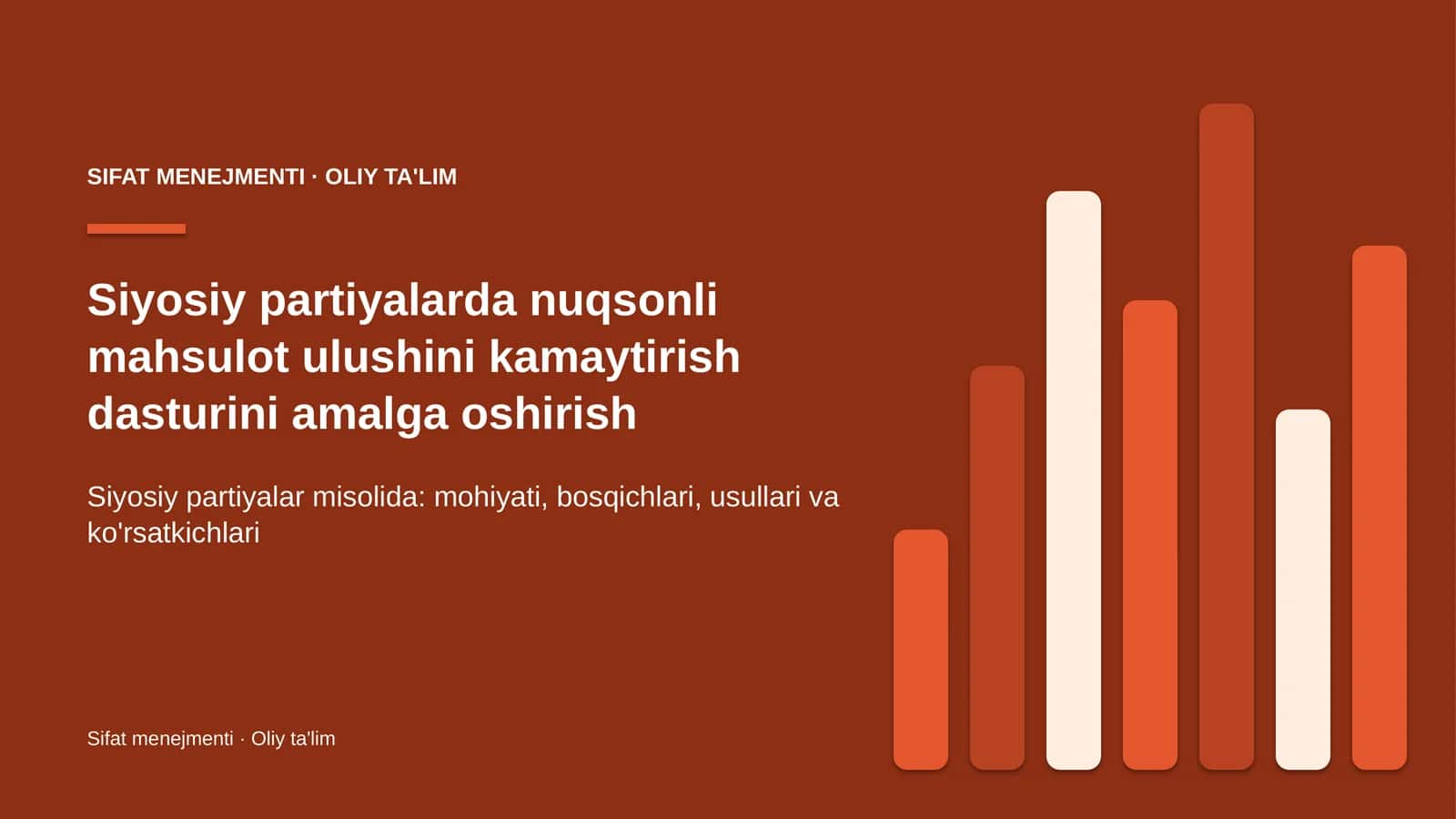 siyosiy partiyalarda nuqsonli mahsulot ulushini kamaytirish dasturini amalga oshirish 1711 1