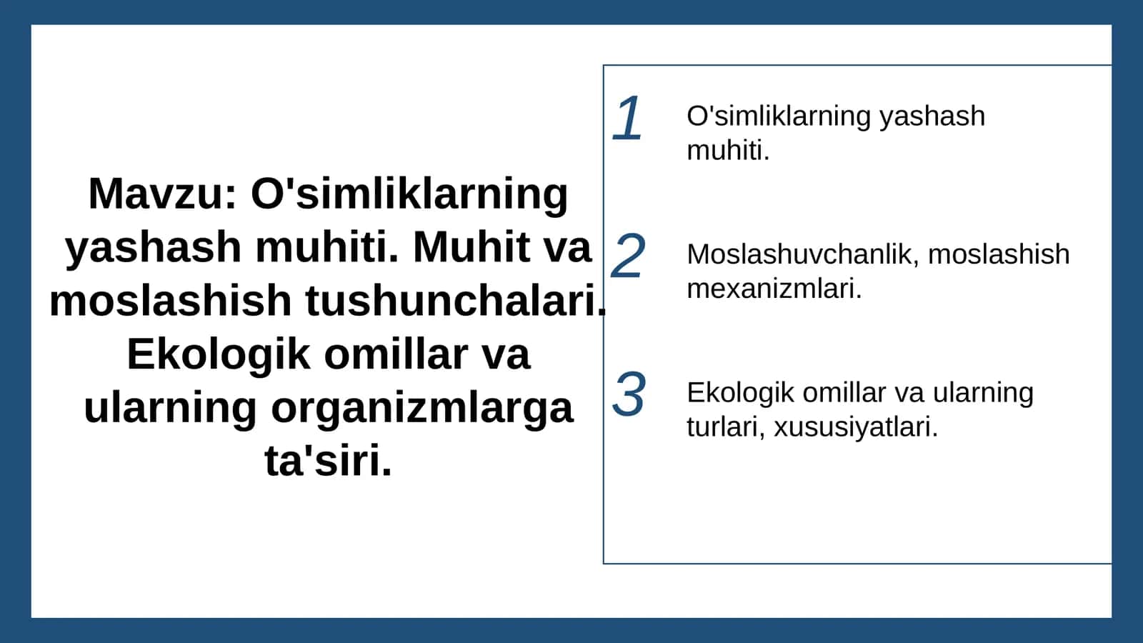 O'simliklarning yashash muhiti 1