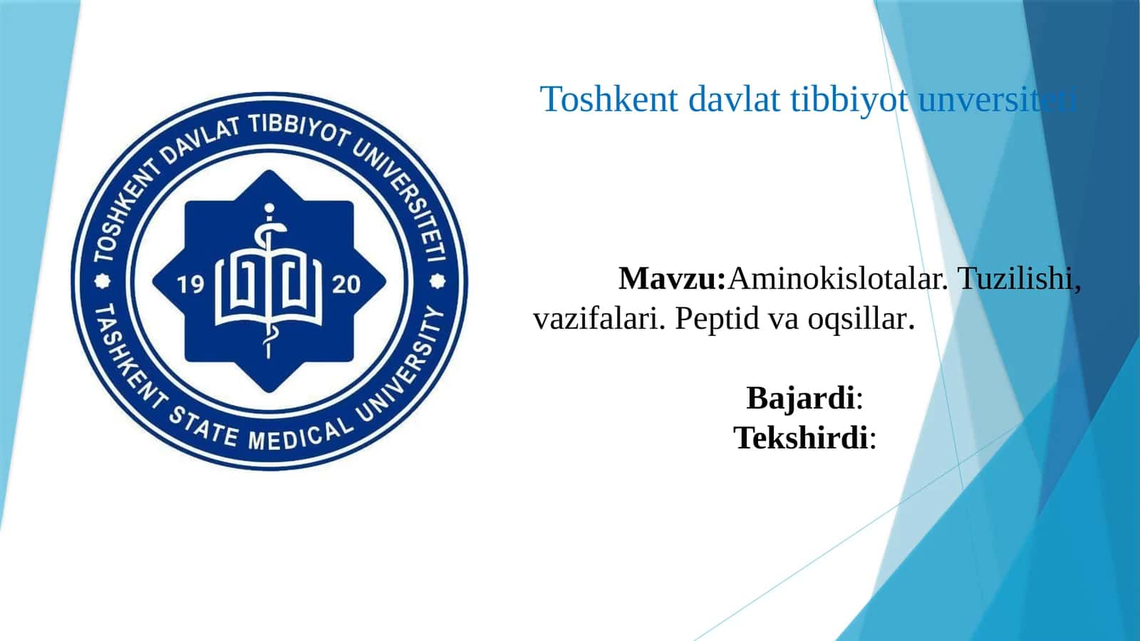 Toshkent davlat Tibbiyot unversiteti 1