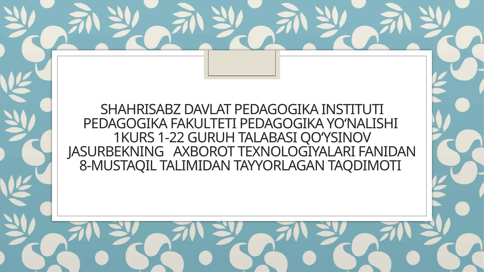 Mobil internet texnologiyalari 1