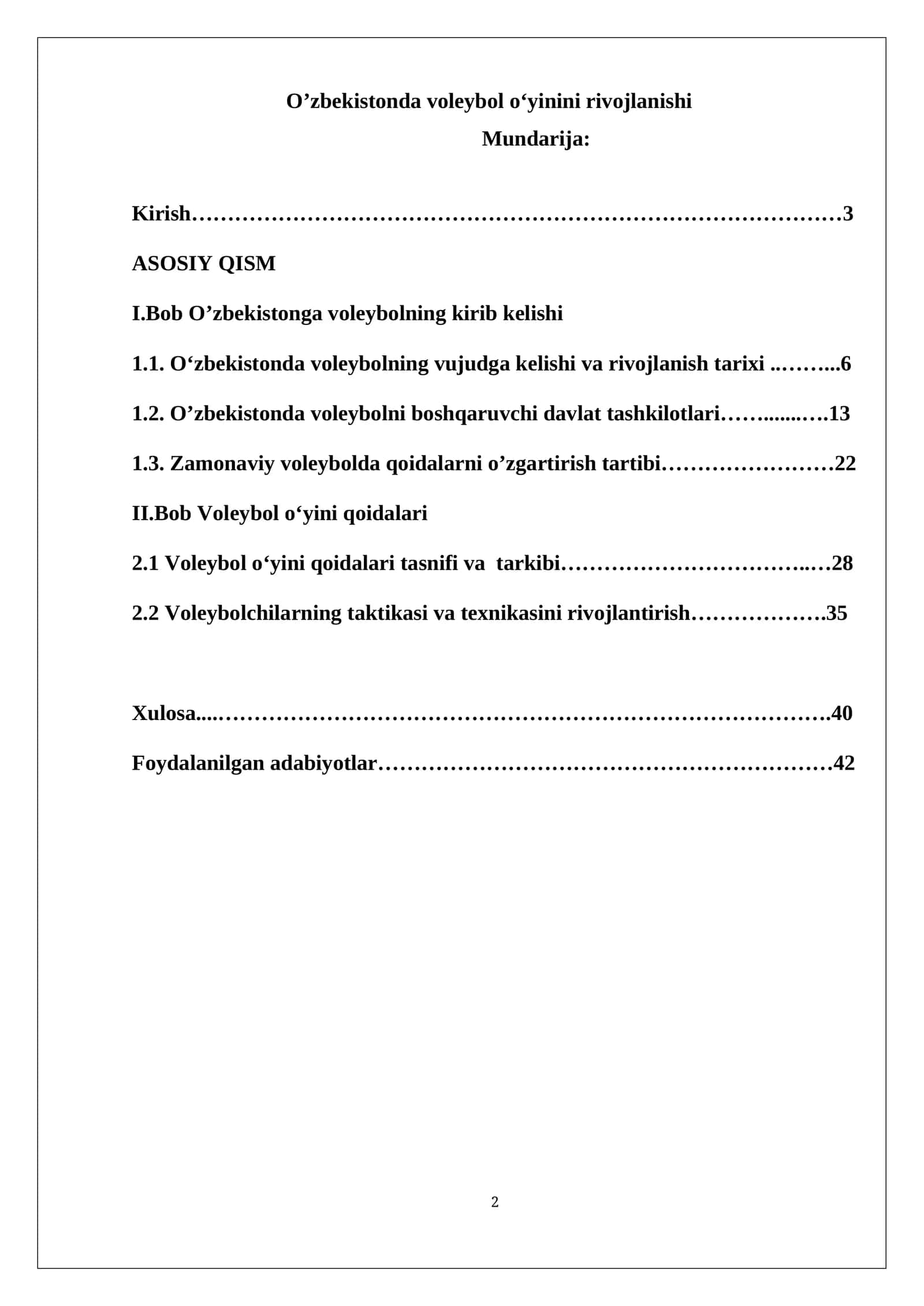 O’zbekistonda voleybol o’yinini rivojlanishi 1