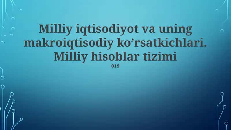 YaIM tarkibiy qismlari: Daromadlar yondashuvi 1