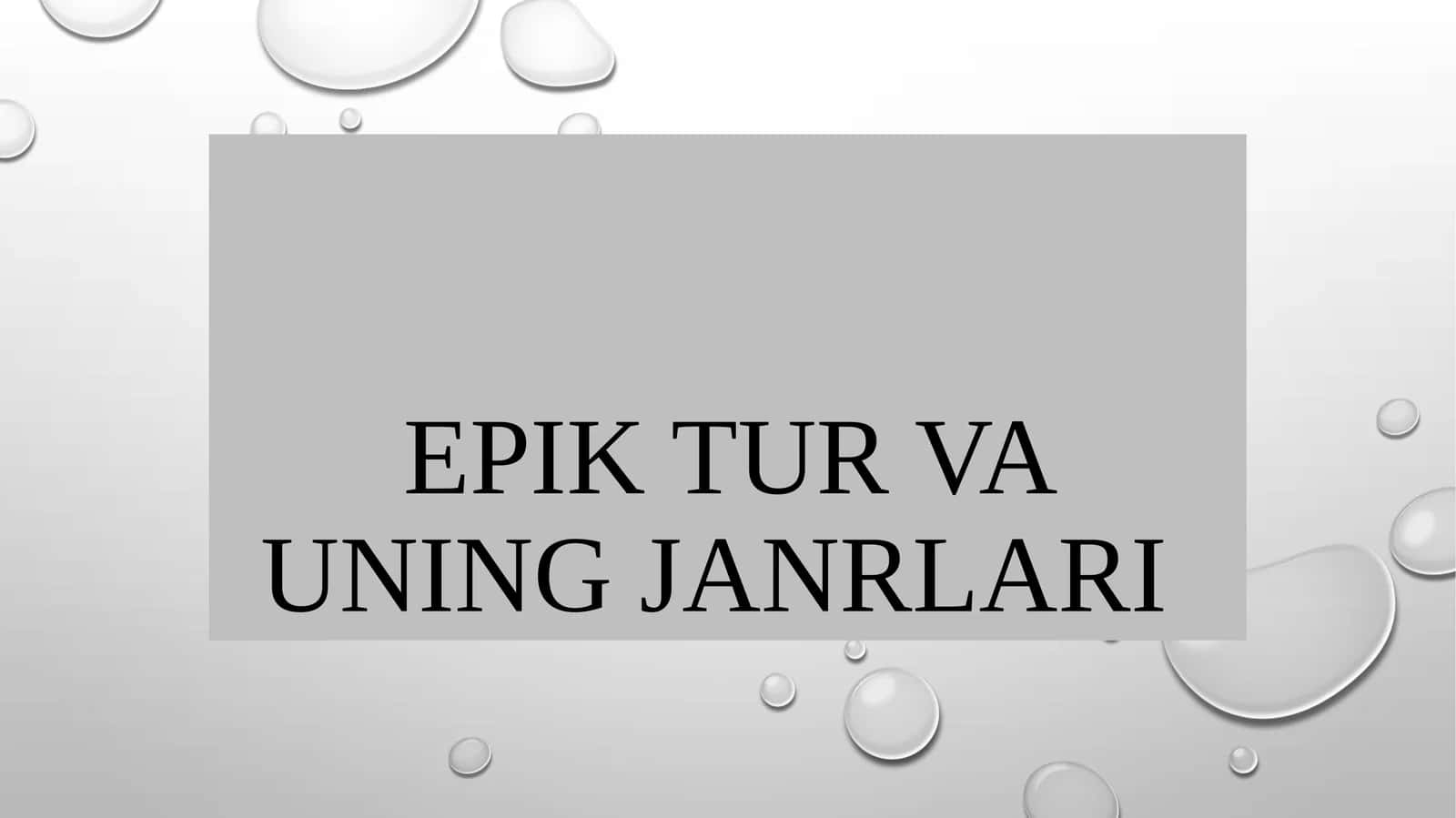 Epik tur va uning janrlari 1
