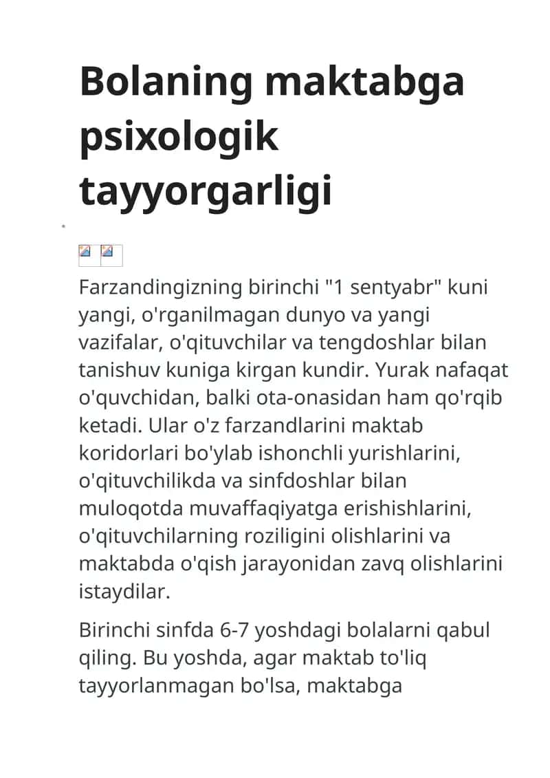 Maktabga psixologik tayyorgarlik 1