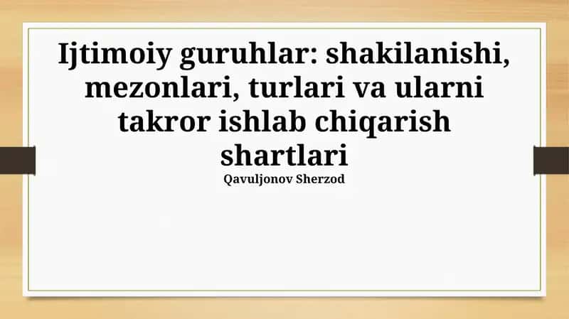 Ikilamchi ijtimoiy guruhlar 1
