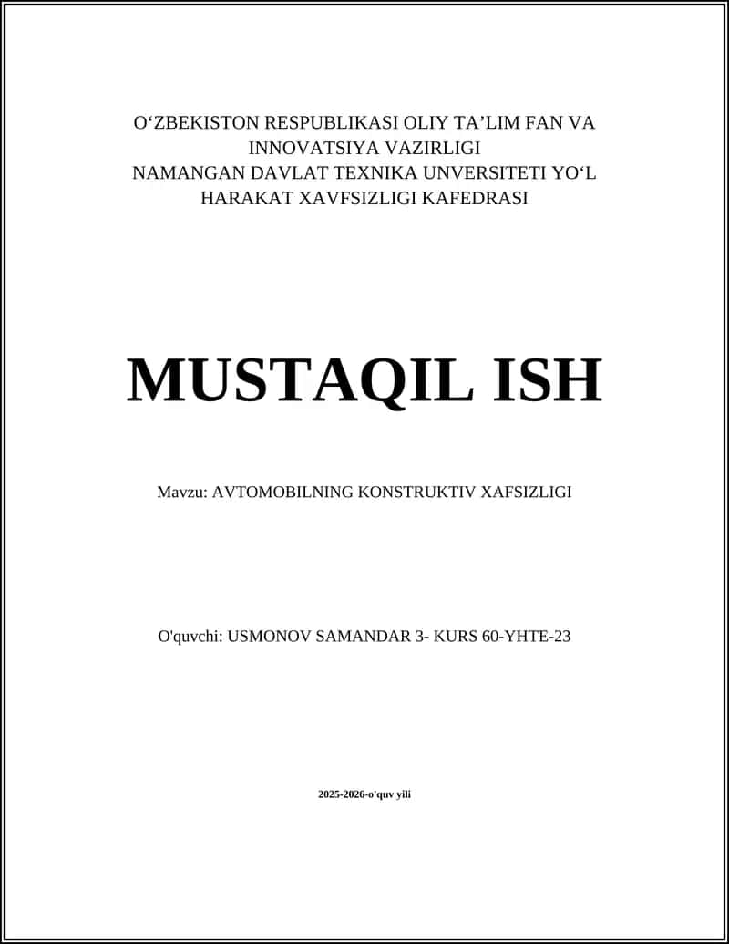 AVTOMOBILNING KONSTRUKTIV XAFSIZLIGI 1