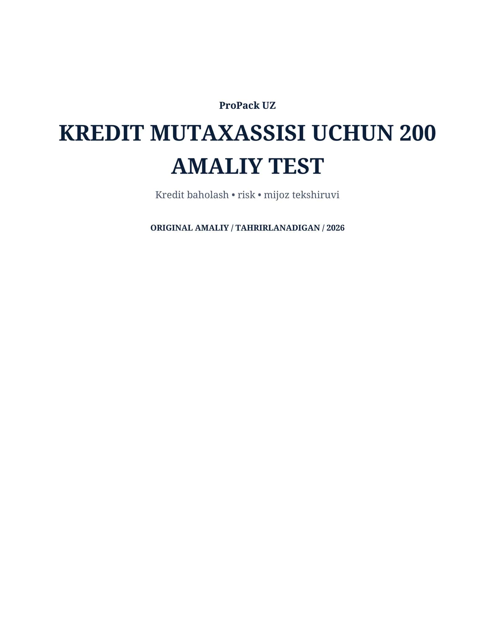 Kredit Mutaxassisi 200 Test 1