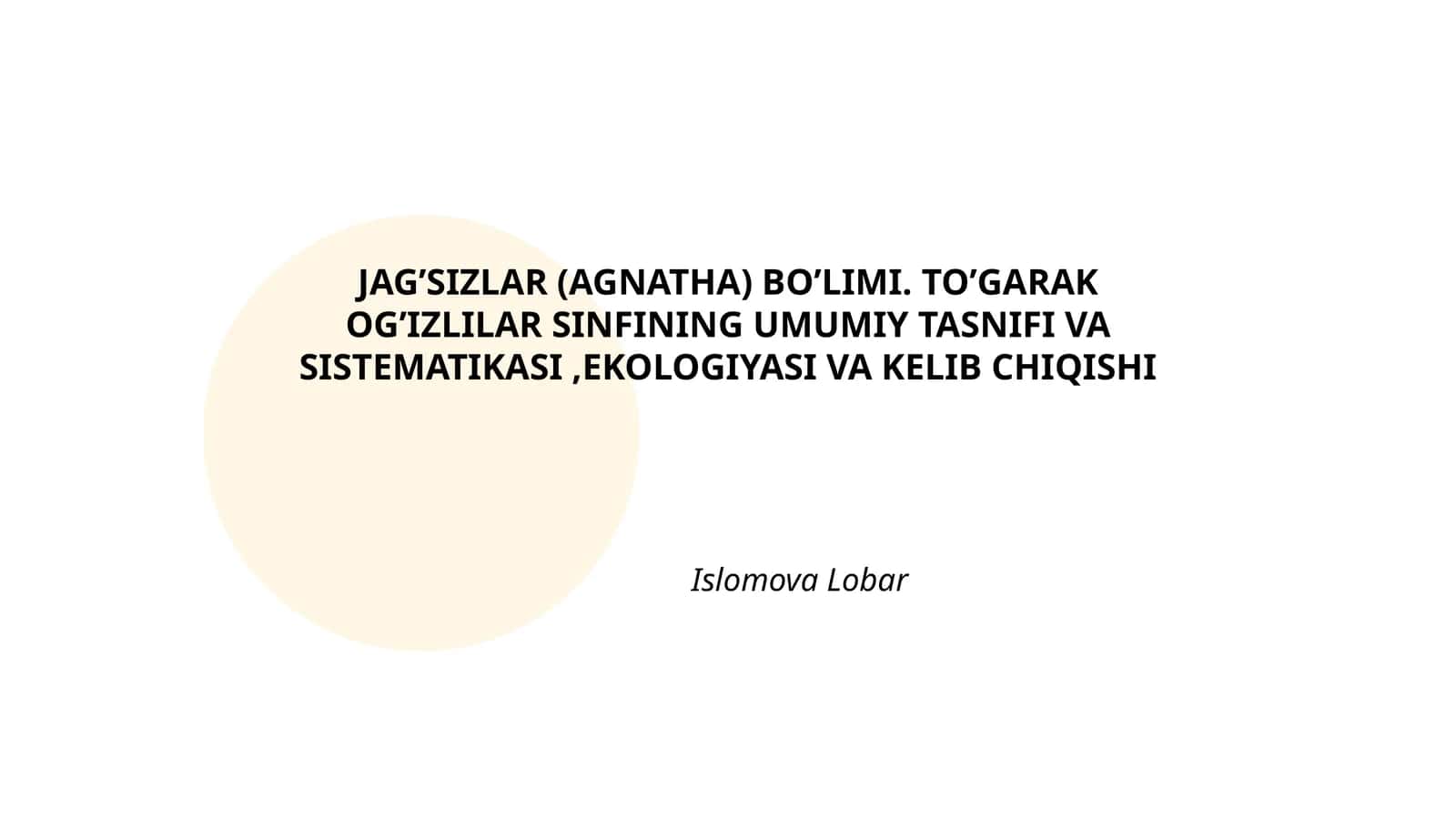 Jag’sizlar (Agnatha) bo’limi 1