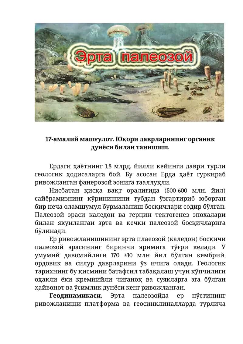 Юқори даврларининг органик дунёси 1