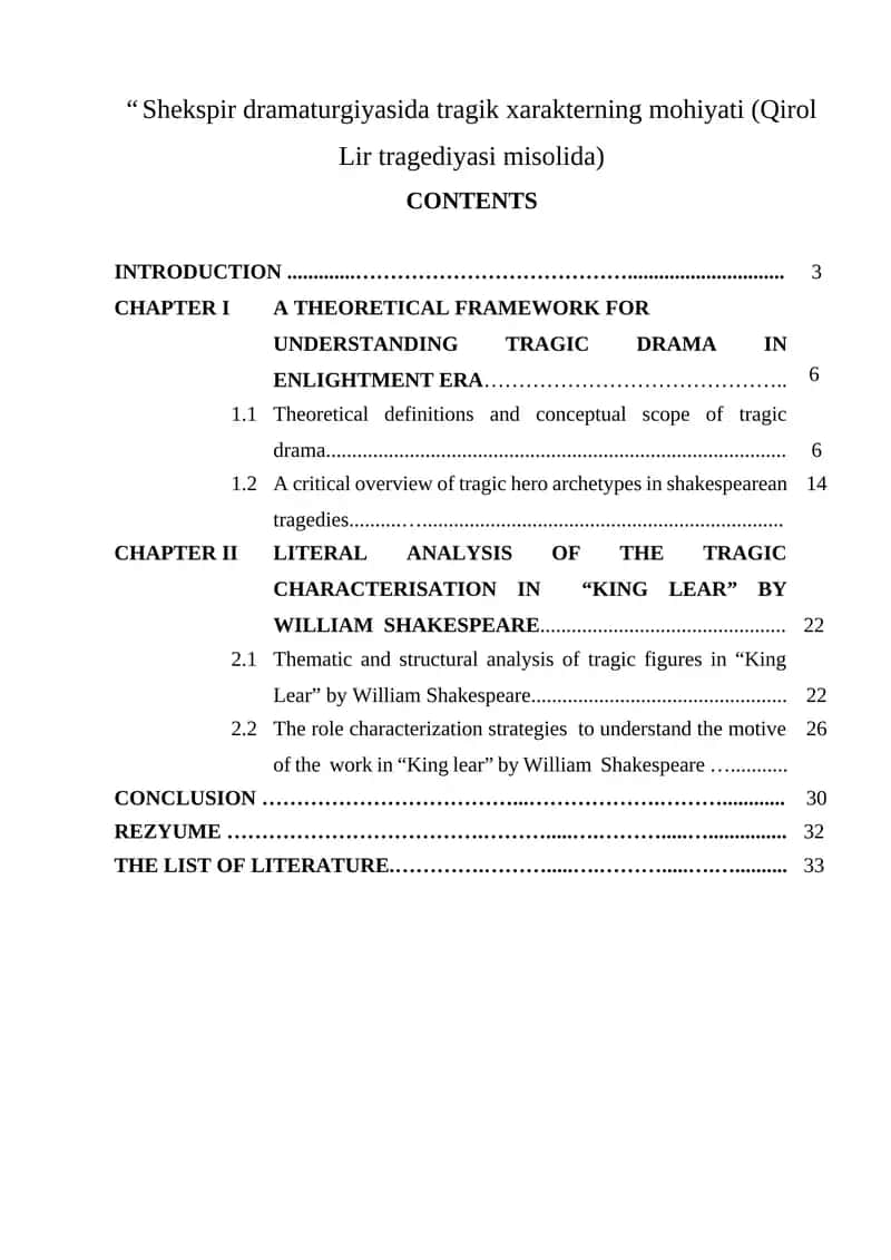 Shekspir dramaturgiyasida tragik xarakterning mohiyati (Qirol Lir tragediyasi misolida) 1