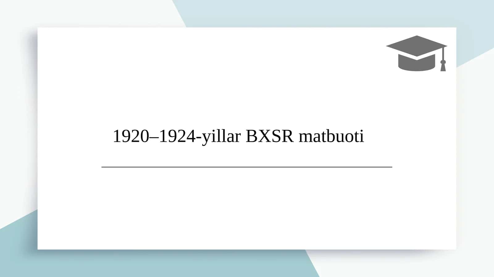 1920–1924-yillar BXSR matbuoti 1