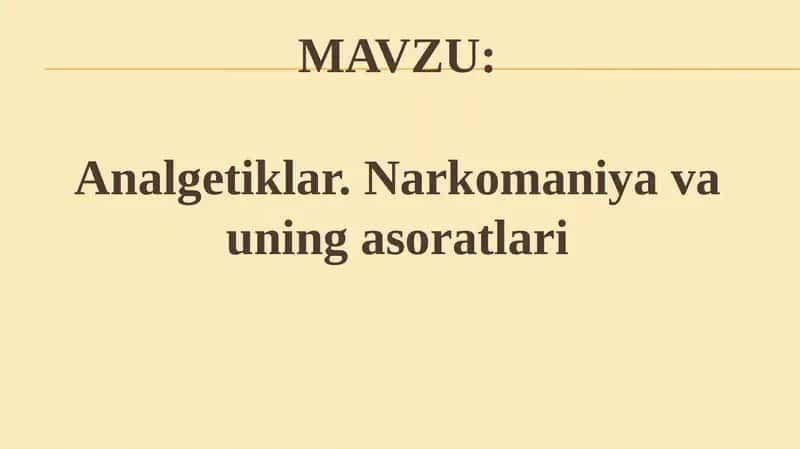 Narkotik analgеtiklar 1