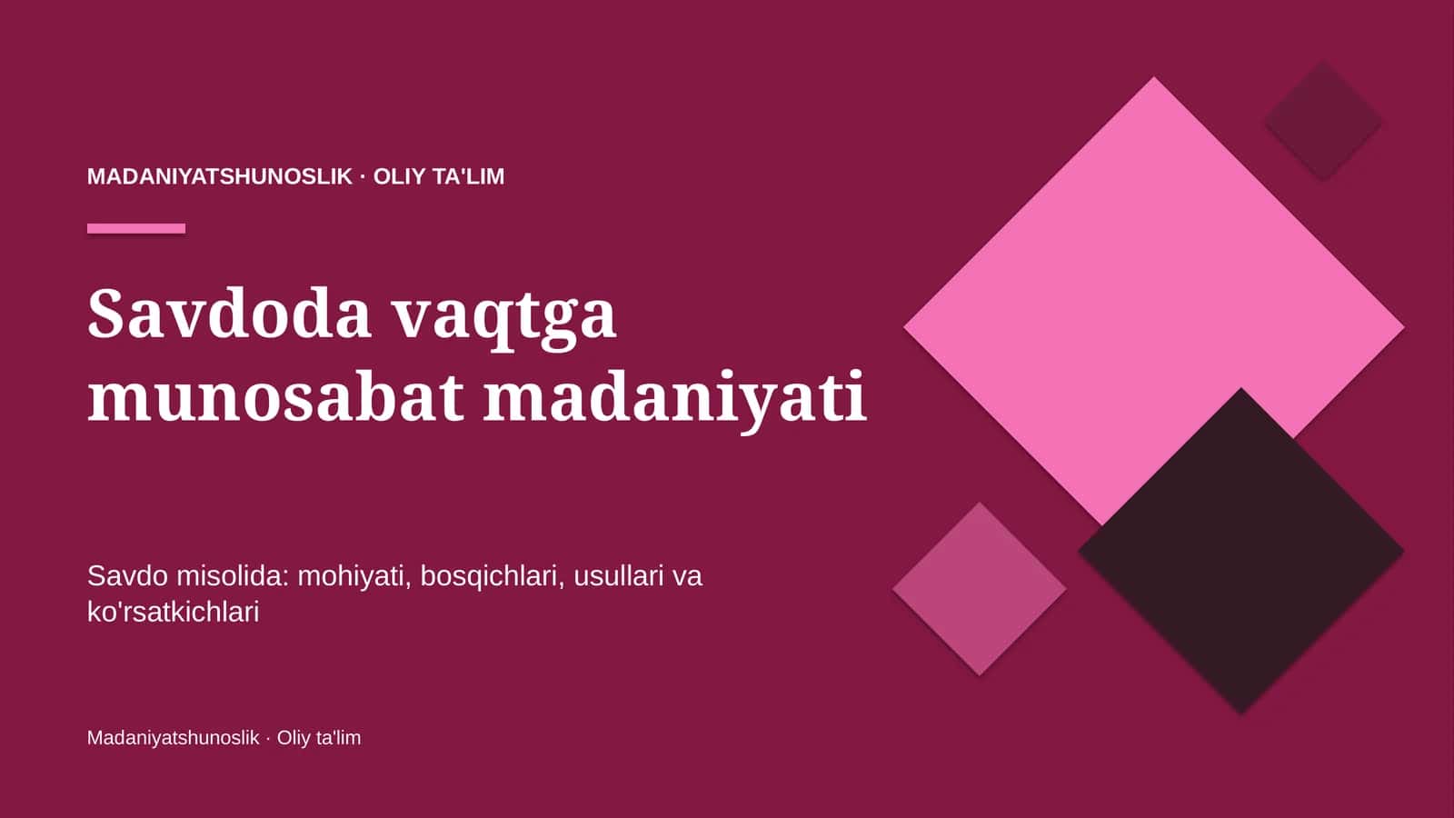 Savdoda vaqtga munosabat madaniyati 1