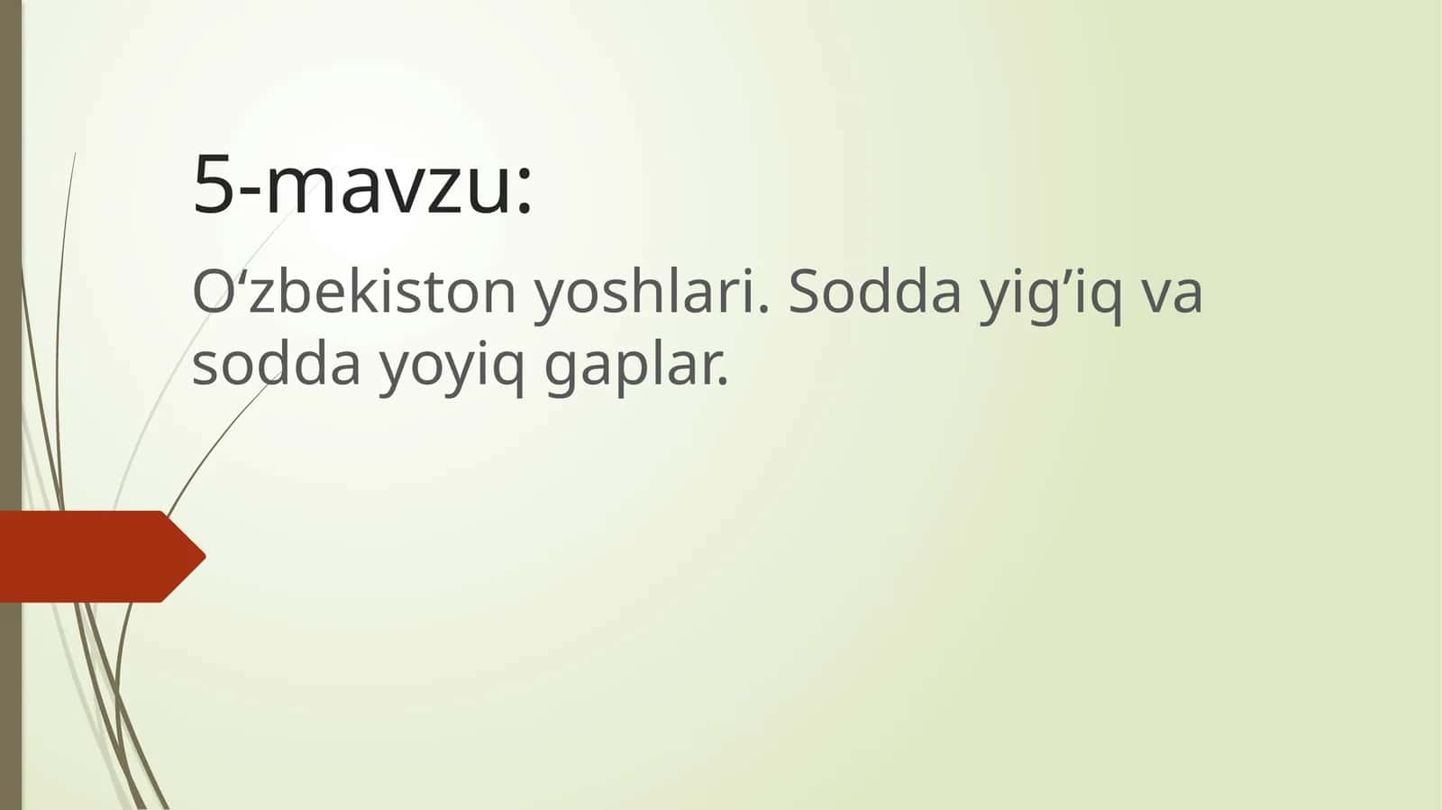 O‘zbekistonyoshlari.Soddayig’iqvasoddayoyiq gaplar 1