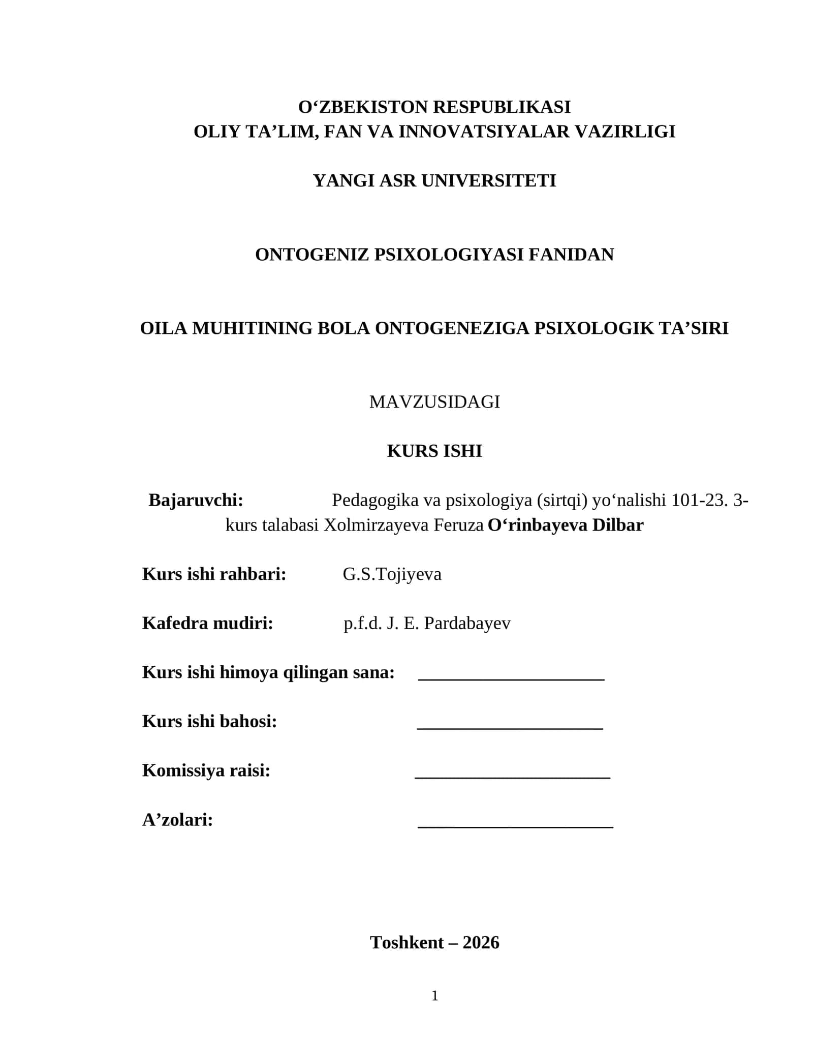 OILA MUHITINING BOLA ONTOGENEZIGA PSIXOLOGIK TA’SIRI 1