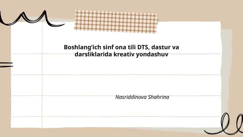 Boshlangʻich sinf ona tili DTSda kreativ yondashuv tamoyillari 1